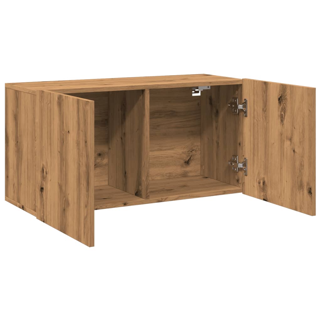 Tv-Meubel Wandgemonteerd 80X30X41 Cm Artisanaal Eikenkleurig