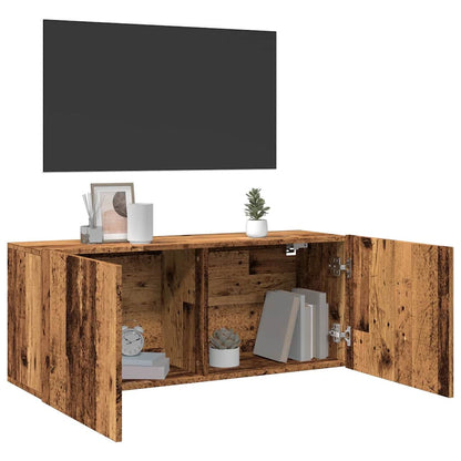 Tv-Meubel Wandgemonteerd 100X30X41 Cm Oud Houtkleurig Wolkengrijs