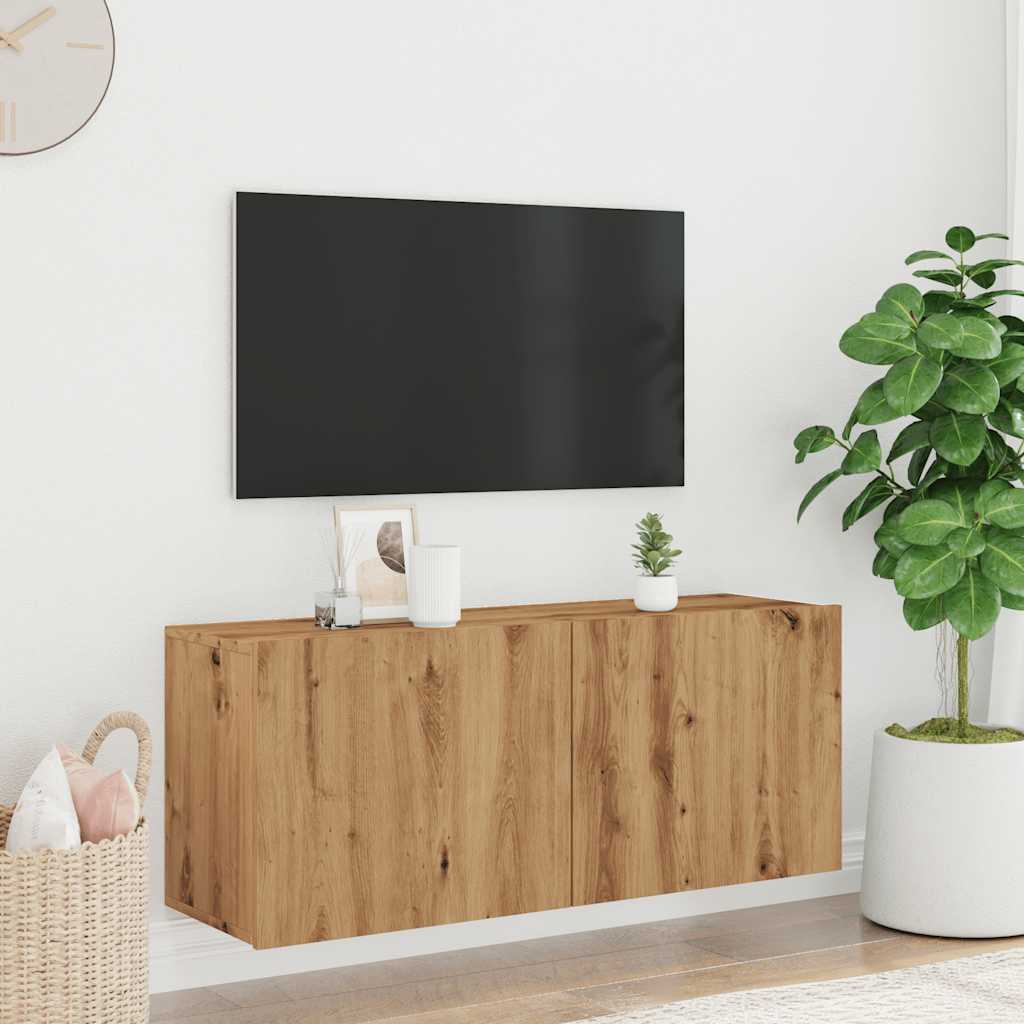 Tv-Meubel Wandgemonteerd 100X30X41 Cm Artisanaal Eikenkleurig