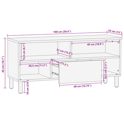 Tv-Meubel 100X33X46 Cm Bewerkt Hout Zwart