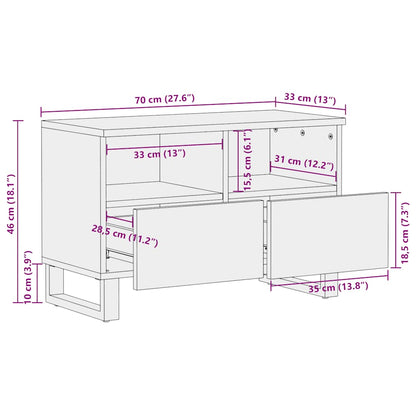 Tv-Meubel 70X33X46 Cm Massief Mangohout Zwart