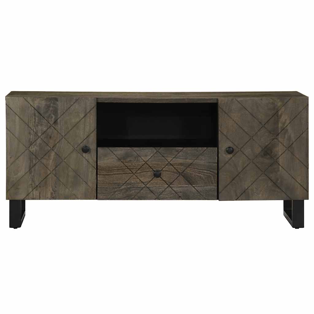 Tv-Meubel 105X33X46 Cm Massief Mangohout Zwart Donkergrijs