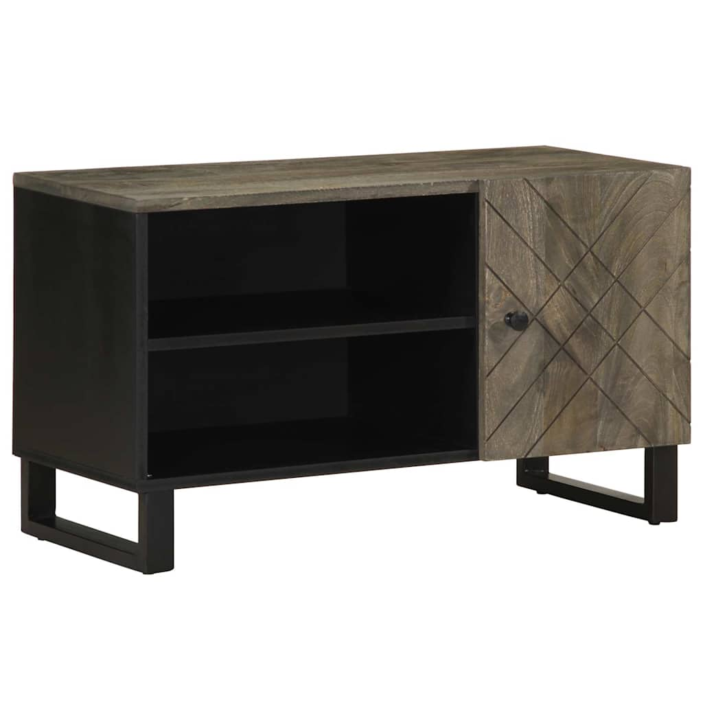 Tv-Meubel 80X33X46 Cm Massief Mangohout Zwart