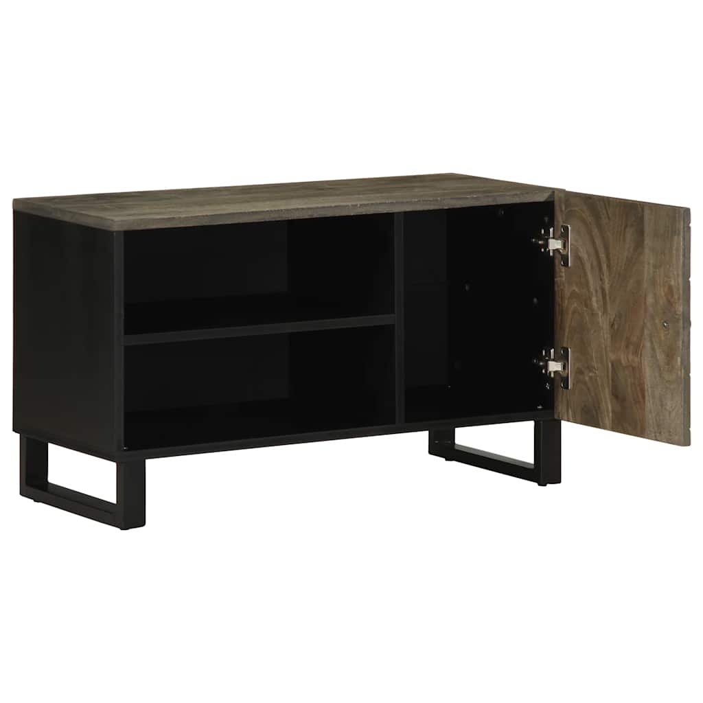 Tv-Meubel 80X33X46 Cm Massief Mangohout Zwart