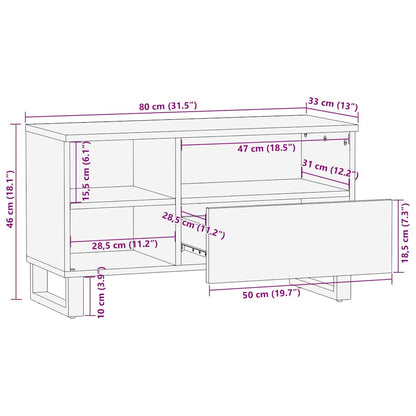 Tv-Meubel 80X33X46 Cm Massief Mangohout Zwart