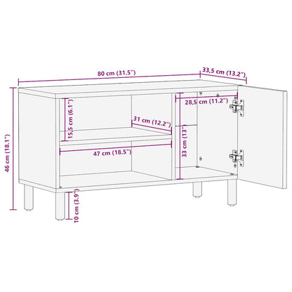 Tv-Meubel 80X33,5X46 Cm Massief Ruw Mangohout Zwart