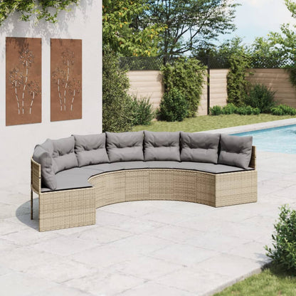 Tuinbank Met Kussens Poly Rattan Beige En Lichtgrijs