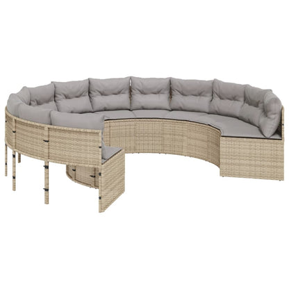 Tuinbank Met Kussens Poly Rattan Beige En Lichtgrijs