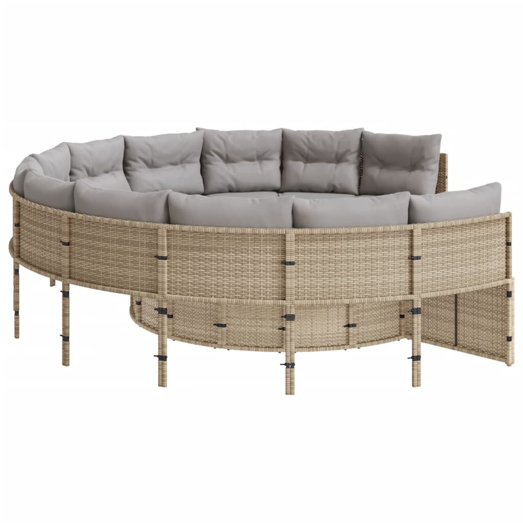 Tuinbank Met Kussens Poly Rattan Beige En Lichtgrijs