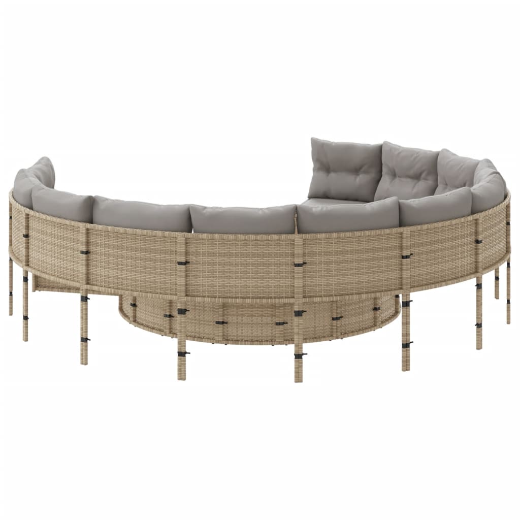 Tuinbank Met Kussens Poly Rattan Beige En Lichtgrijs