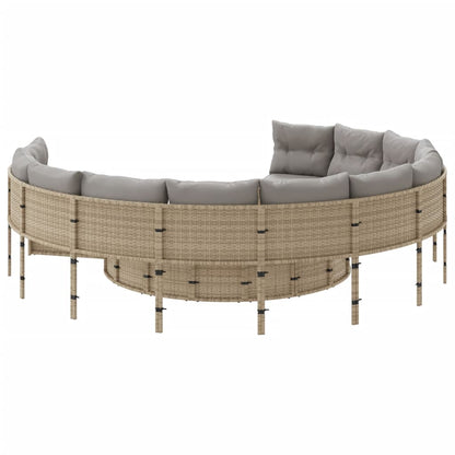 Tuinbank Met Kussens Poly Rattan Beige En Lichtgrijs