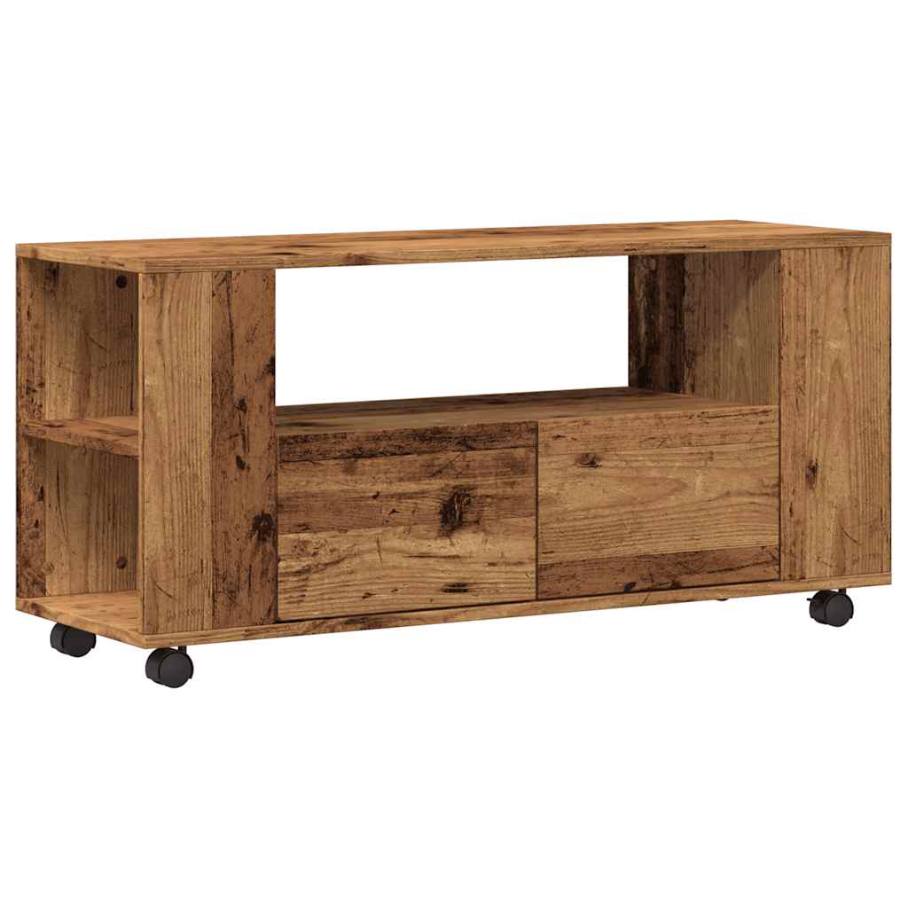 Tv-Meubel Met Wielen 102X34,5X43 Cm Bewerkt Hout