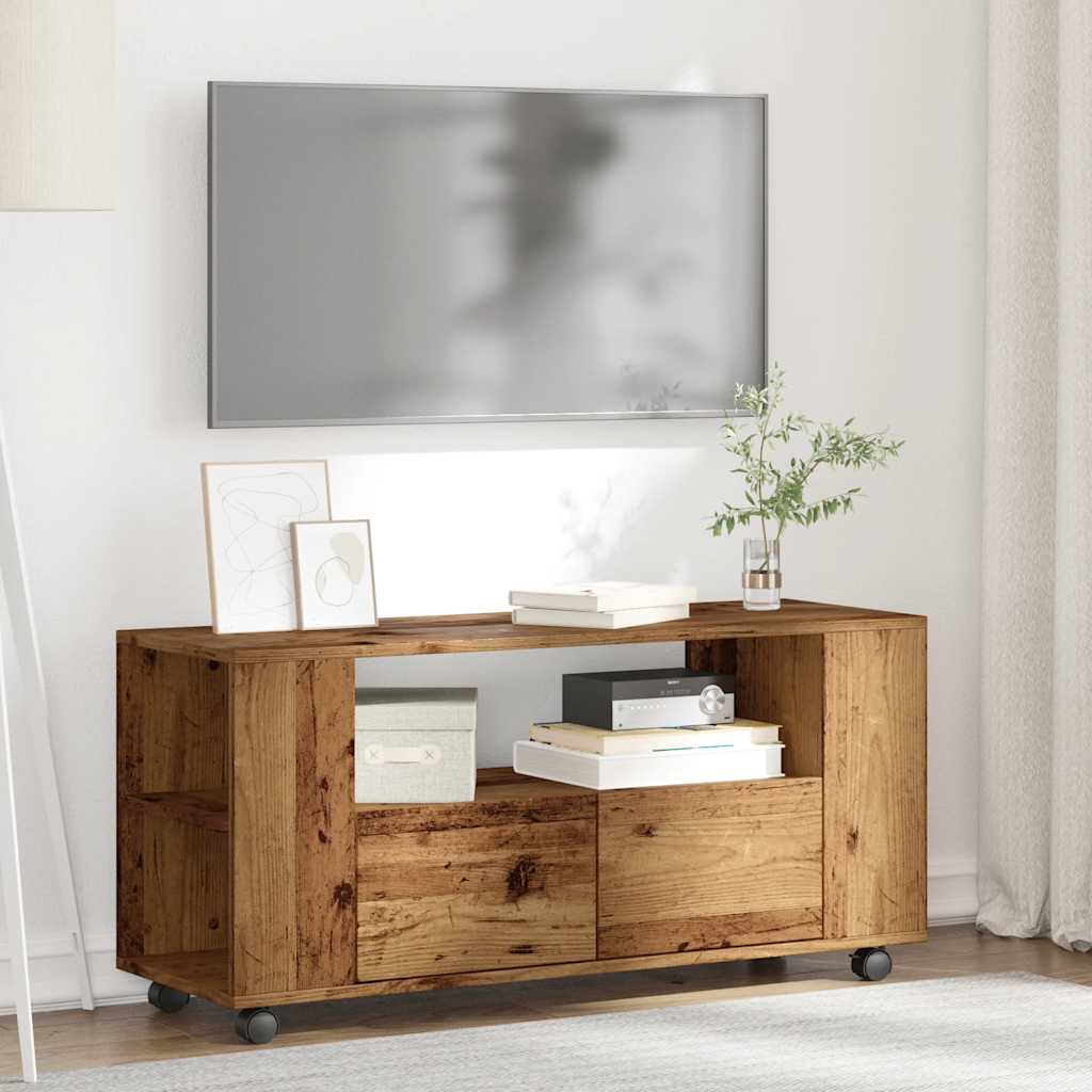 Tv-Meubel Met Wielen 102X34,5X43 Cm Bewerkt Hout