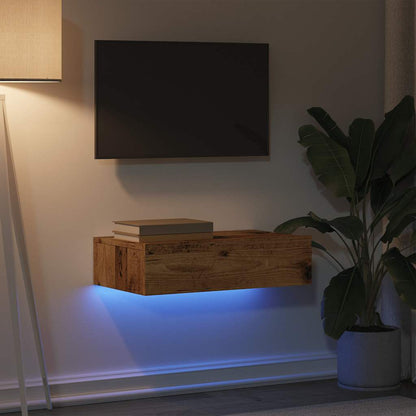 Tv-Meubel Met Led-Verlichting 60X35X15,5 Cm Kleurig Oud Hout