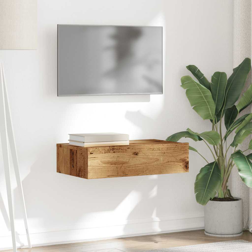 Tv-Meubel Met Led-Verlichting 60X35X15,5 Cm Kleurig Oud Hout