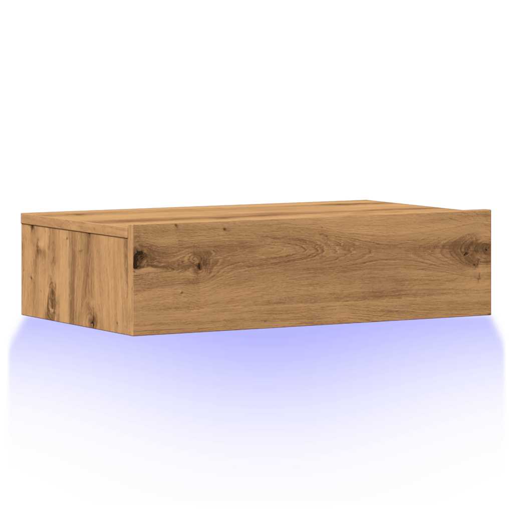 Tv-Meubel Met Led 60X35X15,5 Cm Artisanaal Eikenkleur Artisanaal Eikenkleurig