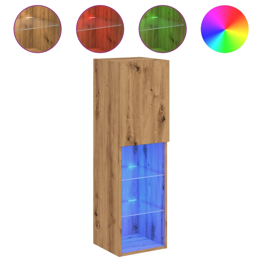 Tv-Meubel Met Led-Verlichting 30,5X30X Artisanaal Eiken Artisanaal Eikenkleurig