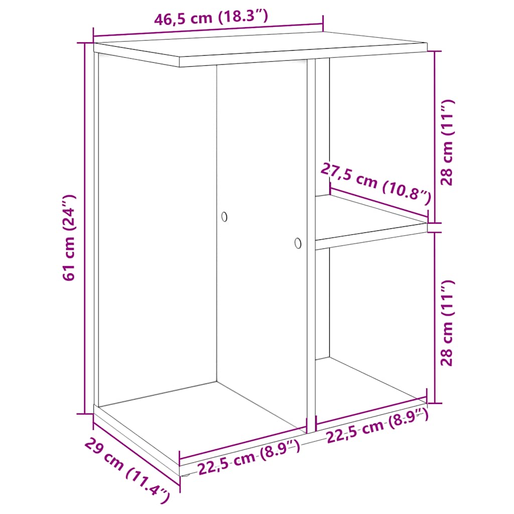 Nachtkastje 46,5X29X61 Cm Bewerkt Hout Kleurig