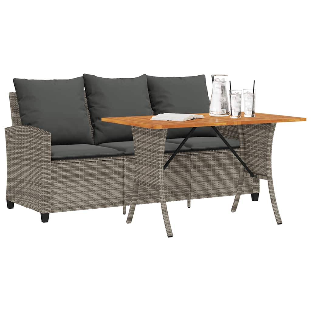 Tuinbank 3-Zits Met Kussens & Tafel Poly Rattan