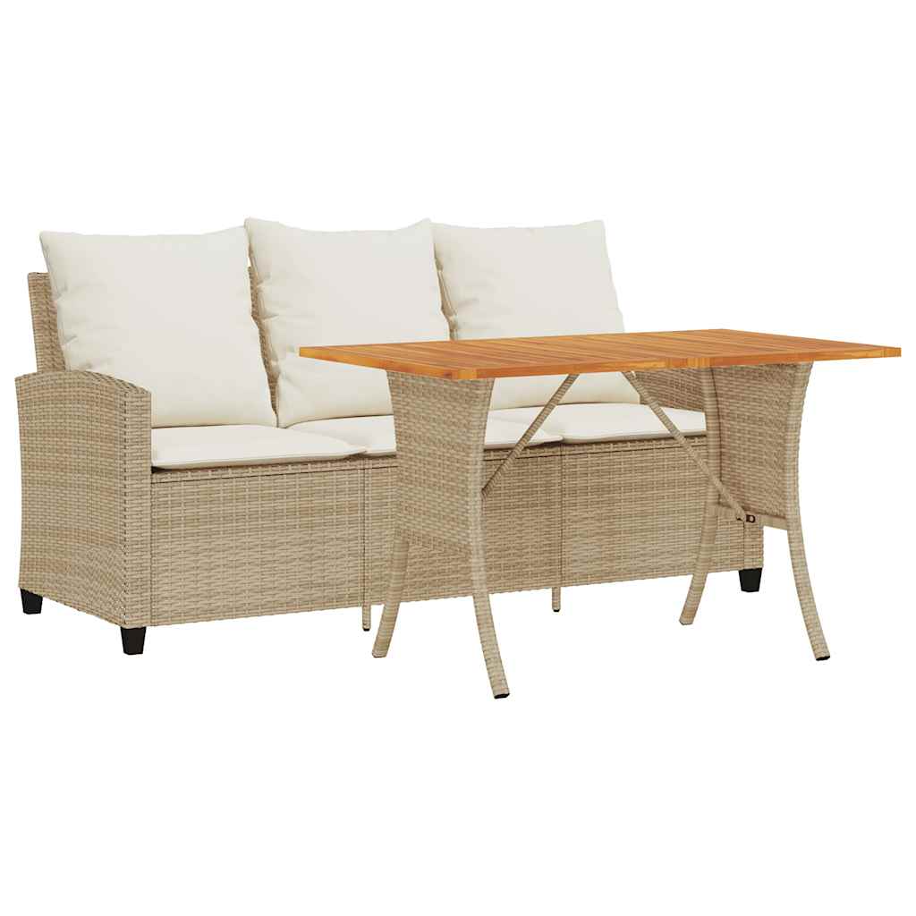 Tuinbank 3-Zits Met Kussens & Tafel Poly Rattan
