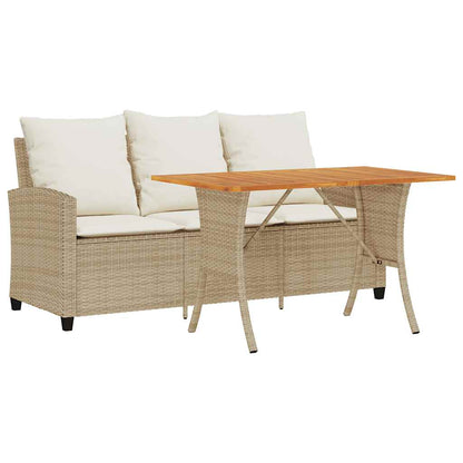 Tuinbank 3-Zits Met Kussens & Tafel Poly Rattan