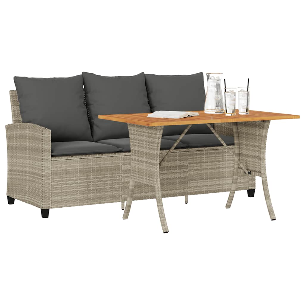 Tuinbank 3-Zits Met Kussens & Tafel Poly Rattan