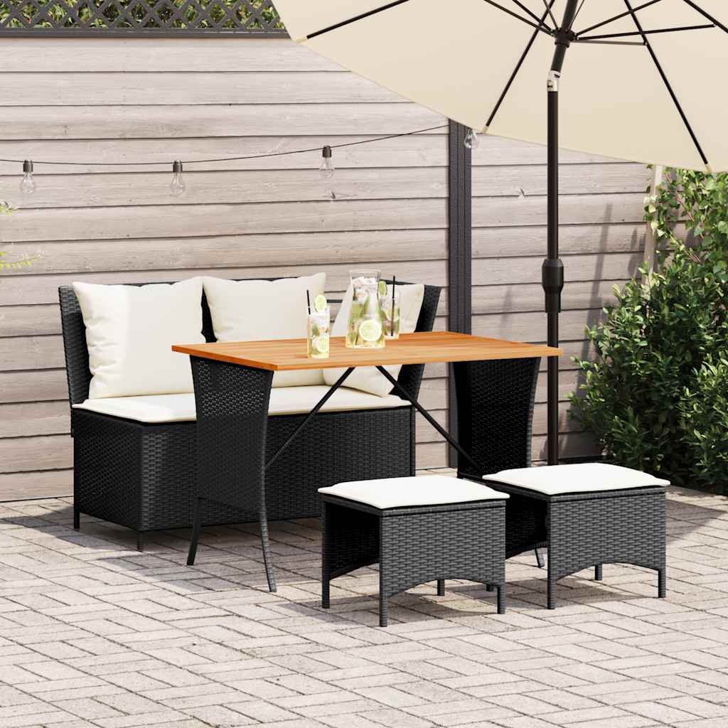 4-Delige Tuinset Met Kussens Poly Rattan