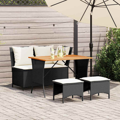 4-Delige Tuinset Met Kussens Poly Rattan