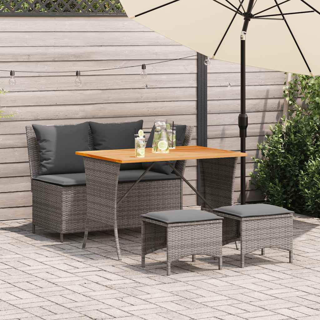 4-Delige Tuinset Met Kussens Poly Rattan