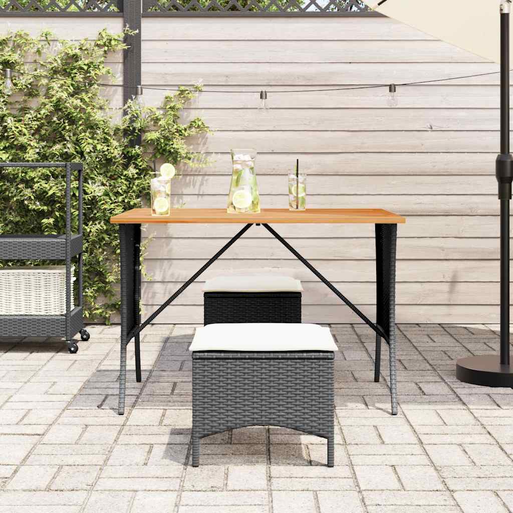 Tuintafel Met Acaciahouten Blad 105X75X72 Cm Poly Rattan
