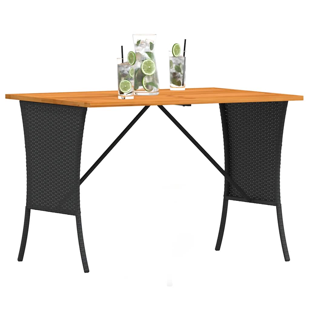 Tuintafel Met Acaciahouten Blad 105X75X72 Cm Poly Rattan