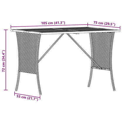 Tuintafel Met Acaciahouten Blad 105X75X72 Cm Poly Rattan