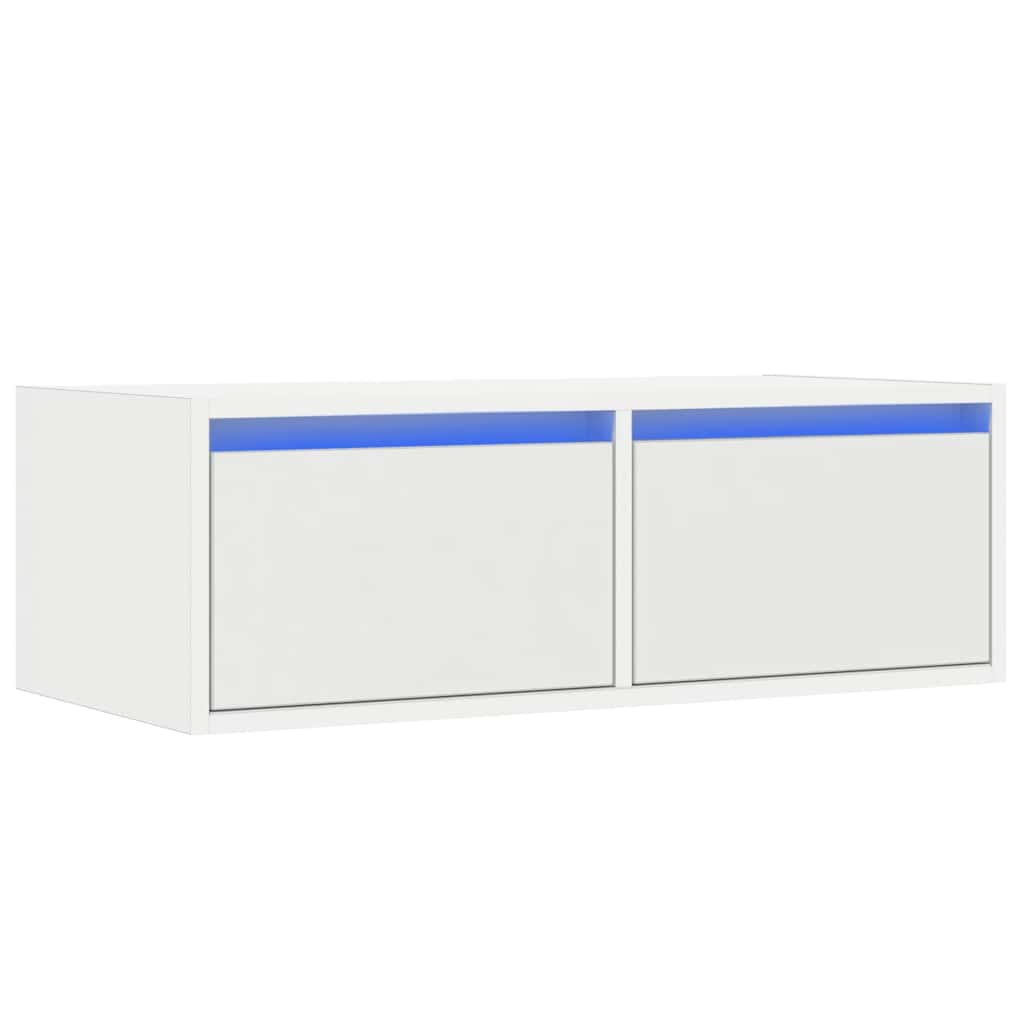 Tv-Meubel Met Led-Verlichting 75X35,5X25 Cm Wit Beige