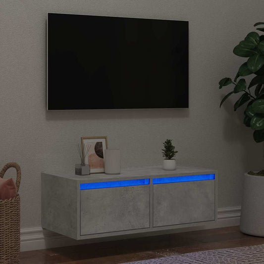 Tv-Meubel Met Led-Verlichting 75X35,5X25 Cm Betongrijs