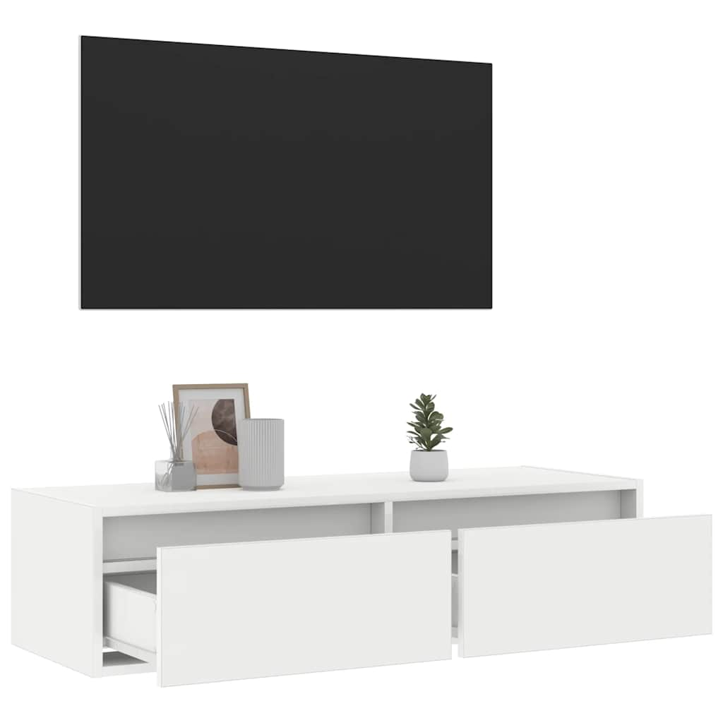 Tv-Meubel Met Led-Verlichting 100X35,5X25 Cm Wit