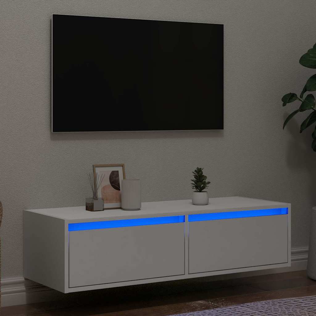 Tv-Meubel Met Led-Verlichting 100X35,5X25 Cm Wit