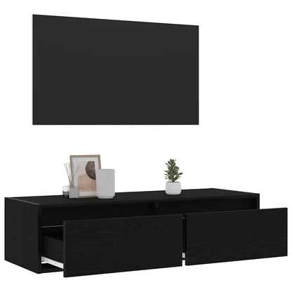 Tv-Meubel Met Led-Verlichting 100X35,5X25 Cm Zwart Eikenkleurig Grijs Sonoma