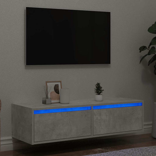 Tv-Meubel Met Led-Verlichting 100X35,5X25 Cm Betongrijs Cappuccino