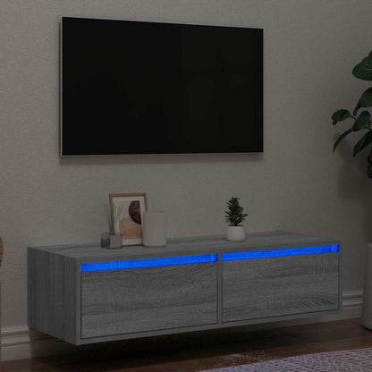 Tv-Meubel Met Led-Verlichting 100X35,5X25 Cm Grijs Sonoma Eiken