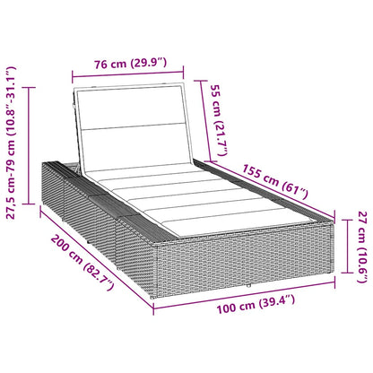 Ligbed Met Zwevend Kussen Poly Rattan
