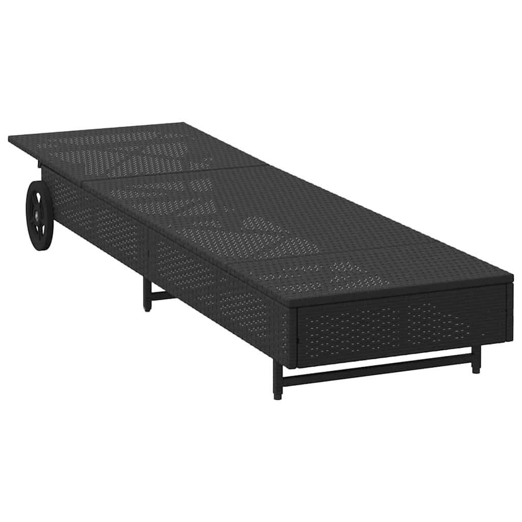 Ligbed Met Wielen En Kussen Poly Rattan