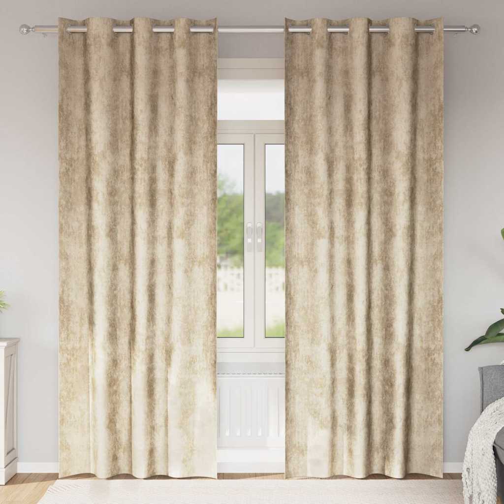 Gordijn Met Gordijnen 2 Pcs 225 X 140 Cm Fluweel Crème