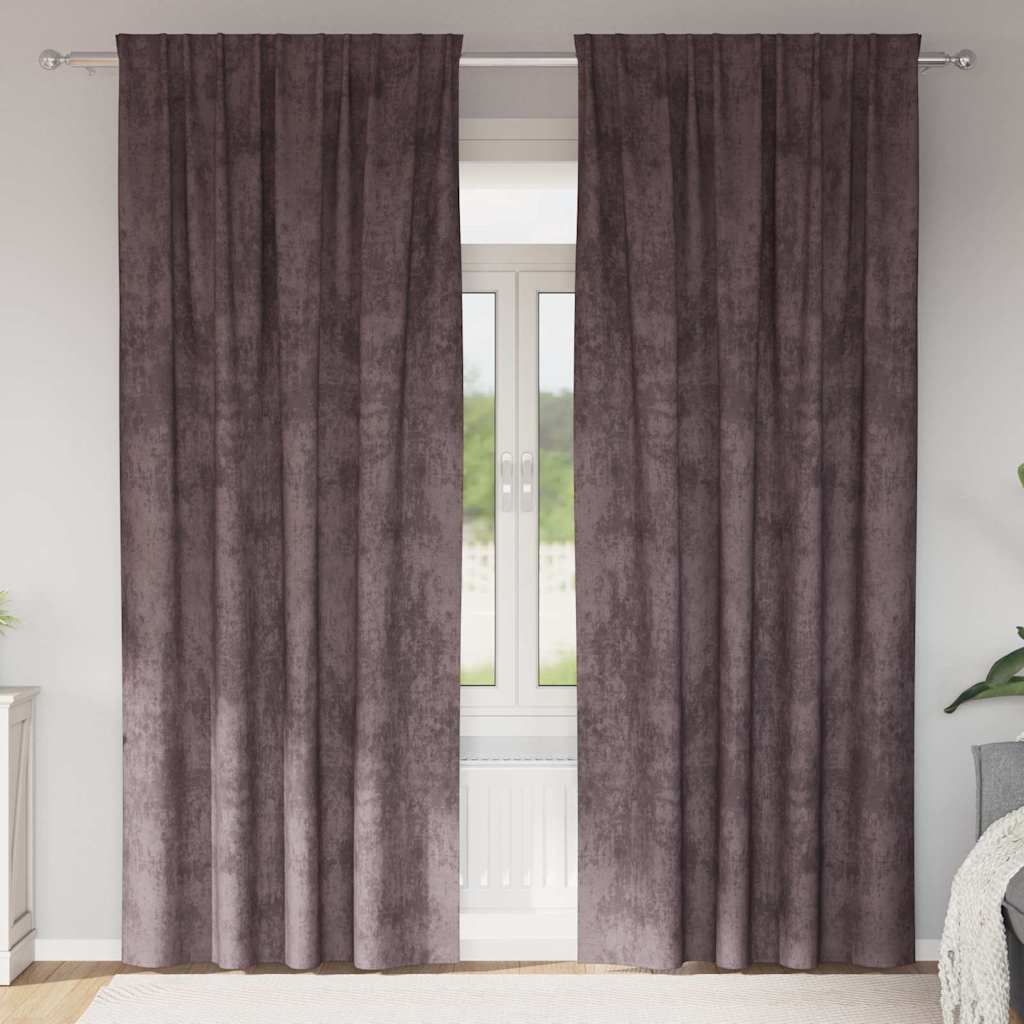 Gordijn Met Gordijnen 2 Pcs 245 X 140 Cm Fluweel Bruin