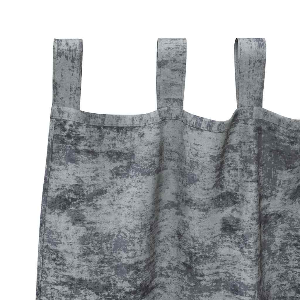 Gordijn Met Gordijnen 2 Pcs 245 X 140 Cm Fluweel Zilvergrijs