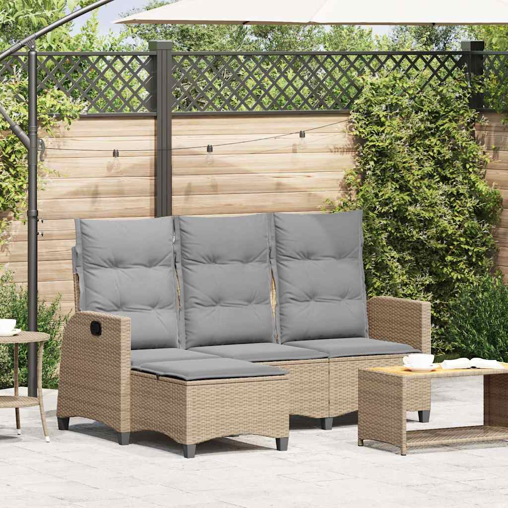 Verstelbare Tuinbank Met Kussens L-Vormig Poly Rattan