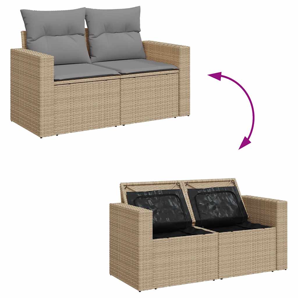 11-Delige Tuinset Met Kussens Poly Rattan Beige