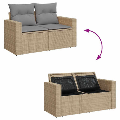 11-Delige Tuinset Met Kussens Poly Rattan Beige