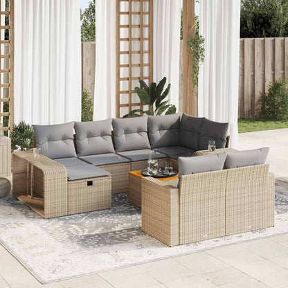 11-Delige Tuinset Met Kussens Poly Rattan Beige