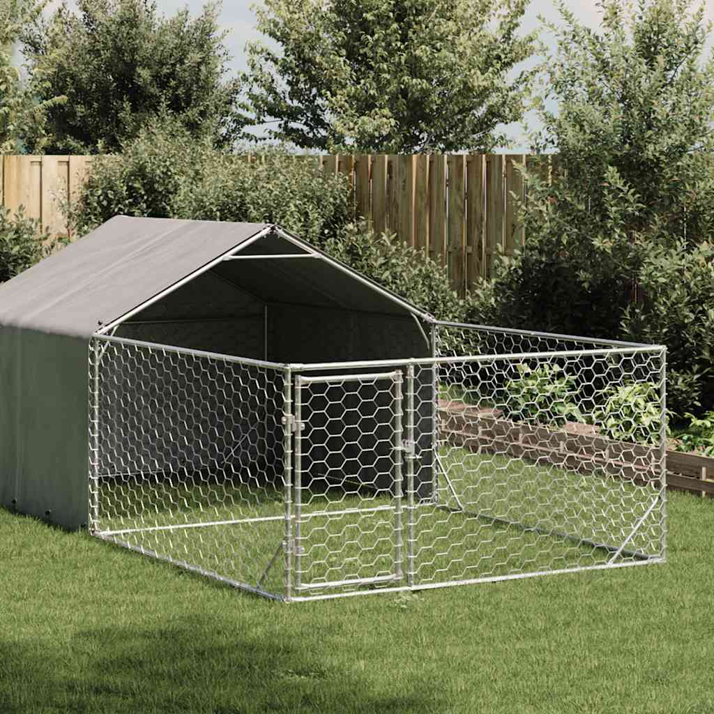 Hondenkennel Met Ren 6X3X1,9 M Gegalvaniseerd Staal