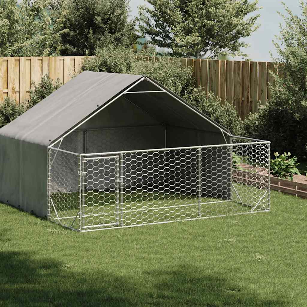Hondenkennel Met Ren 6X3X1,9 M Gegalvaniseerd Staal